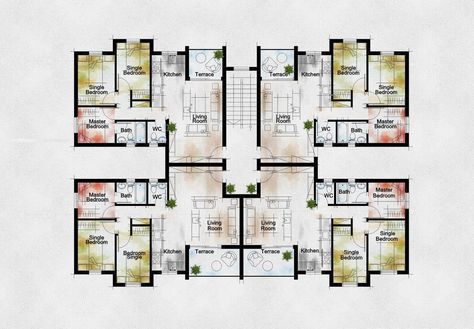 Apartment Ground Floor Plan, Apartment Site Plan, Floor Plan Apartment, Plan Apartment, Duplex Floor Plans, Presentation Techniques, Elevation Plan, Ceiling Plan, Apartment Floor Plan