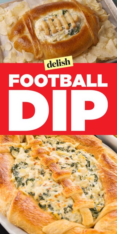 Football Dip, Football Shaped Foods, Bread Bowl Dip, Football Party Foods, Healthy Superbowl Snacks, Bowl Party Food, Football Snacks, Bread Dip, Snacks Easy