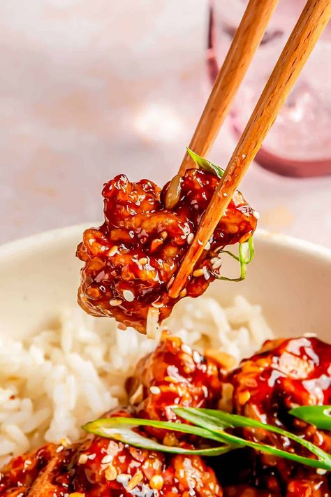 General Tso's Chicken | Table for Two® by Julie Chiou Fried Chicken Pieces, Chicken Table, Deep Fried Chicken, General Tso's Chicken, Tso Chicken, General Tso Chicken, Sweet And Spicy Sauce, General Tso, Table For Two