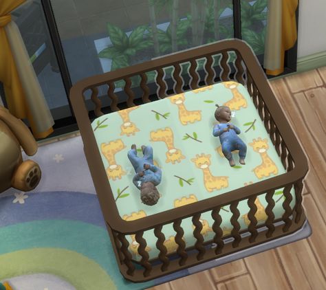 Twin Sims 4 Cc, The Sims 4 Twins Bedroom, Sims 4 Infant Crib Cc, Sims 4 Cc Infant Furniture Functional, Wall Decor Sims 4, Sims 4 Wall Decor, Twin Baby Beds, Sims Infants, Infant Cc