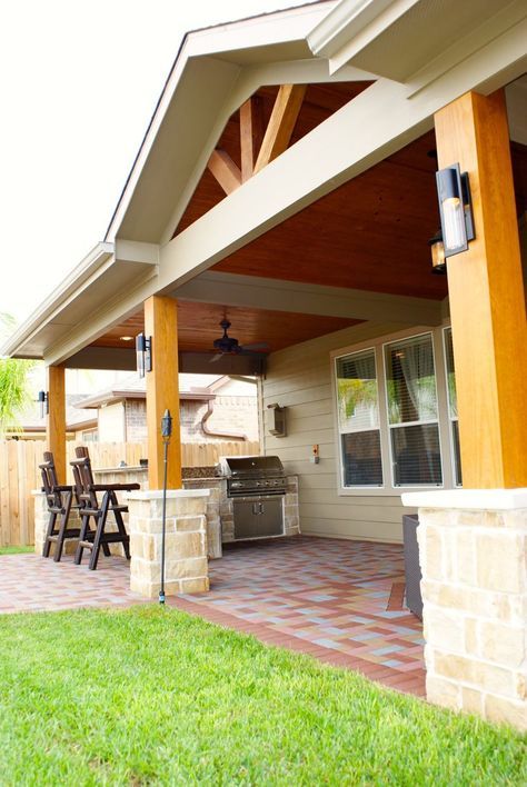 Decks Pavilion Design Ideas, Dream Sunroom, Ranch Patio, Carport Addition, Build Deck, Interlocking Pavers, Backyard Covered Patios, Covered Patio Design, Outdoor Covered Patio