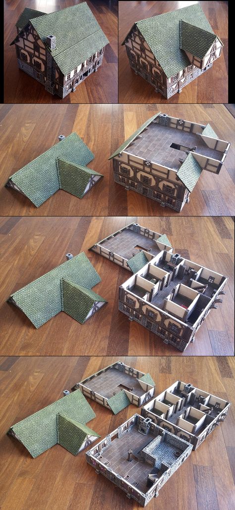 Architecture Diorama, Fantasy Inn, Dnd Diy, Hirst Arts, Dnd Crafts, Building Crafts, D&d Minis, D&d Miniatures, Dungeon Maps