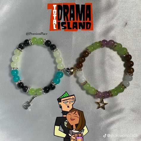 Total Drama Bracelets, Matching Couple Bracelets, Girly Bracelets, Pony Bead Bracelets, Crystal Bead Jewelry, Anime Jewelry, Vintage Jewelry Ideas, Pretty Jewelry Necklaces, Wrist Jewelry