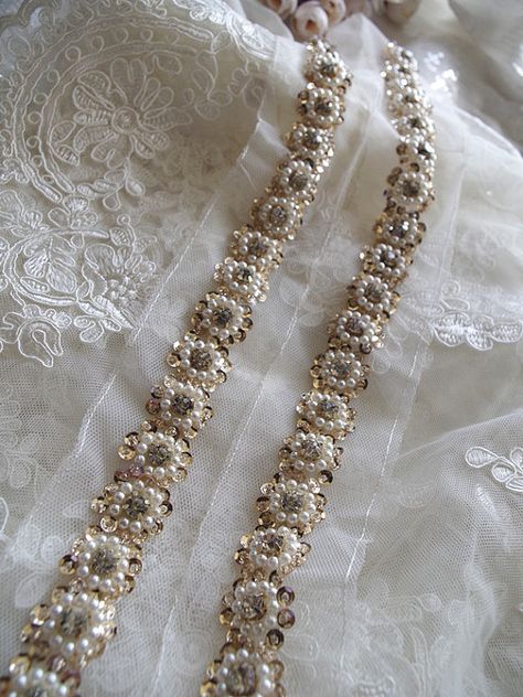 beaded lace trim, bridal sash, beaded jewelry Trim, Pearl Beading trim, sequined lace trim,Bridal Belt Laces Designs, Gota Patti Work, Beaded Mirror, Stone Mirror, Zardozi Embroidery, Pearl Beading, Bridal Jewelry Vintage, Pearl Stone, Lace Dress Vintage