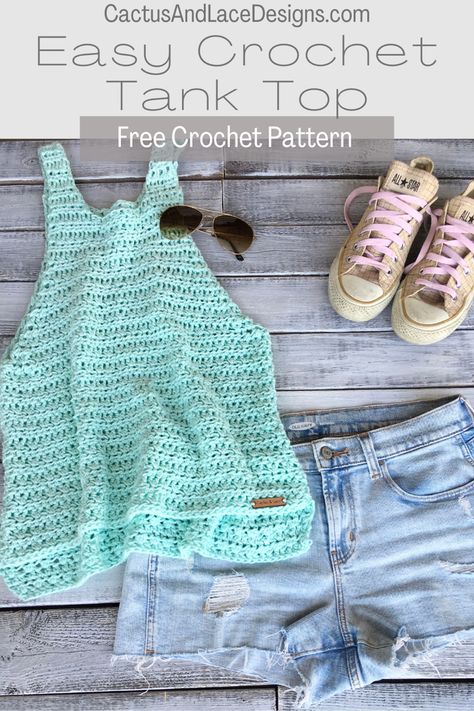 Crochet Tank Top Free, Crochet Tank Tops, Mode Crochet, Crochet Ladies Tops, Crochet Tops Free Patterns, Crochet Clothes For Women, Crochet Summer Tops, Crochet Tank Top, Crochet Summer