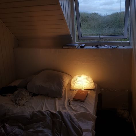 Hygge warm light book lamp Windows countryside bed Hygge Lamp, Hygge Lamps, Seaside Bedroom, Danish Hygge, Hygge Book, Book Lamp, Hygge Home, Window Bed, The Dunes