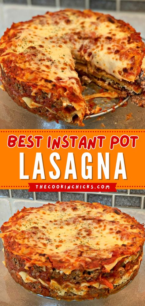 This Instant Pot Lasagna is the best ever! There's so much to love about this pressure cooker meal. Not only is this easy comfort food dinner creamy, cheesy, and delicious, but it is also customizable. Plus, it's a simple pasta recipe in just one pot! Pot Lasagna Recipe, Simple Pasta Recipe, Instant Pot Lasagna Recipe, Instant Pot Lasagna, The Cookin Chicks, Best Lasagna Recipe, Chicke Recipes, Instant Pot Pasta Recipe, Simple Pasta