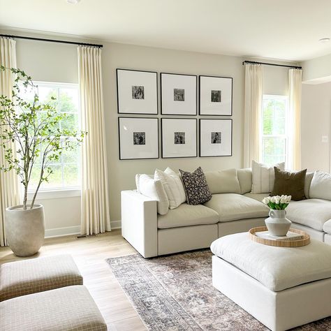 Monday stills! Sharing some pictures of our living room with these gorgeous linen pinch pleat curtains! I love the light and airy feel of them in this space. Here are the details of the size of our curtains and rods that we hung up. Use code: Erika15 to get an additional 15% off your order! 🤍 Curtains: -Lillie linen double pinch pleat -color ivory white unlined -width is 48 inches per panel -length is 102 inches per panel -they come memory trained and with black curtain rings Curtain rods... White Curtains With Black Rod, Black Curtain Rod White Curtains, Black Curtains Living Room Ideas, Black Curtains Living Room, White Curtains Living Room, Sheers Curtains Living Room, Modern Curtain Rods, Natural Curtains, Bedford Street