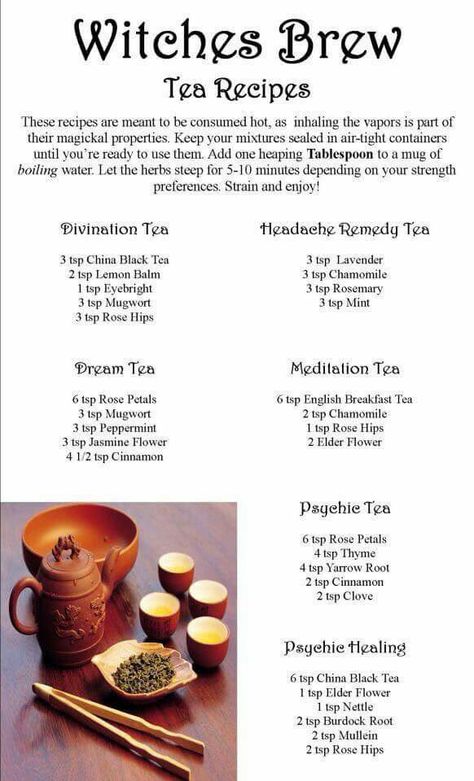 Witches Brew tea recipes Kitchen Witch Recipes, Dream Tea, British Desserts, Brew Tea, Magia Das Ervas, Herbal Teas Recipes, Magic Herbs, Kitchen Witchery, Herbal Magic