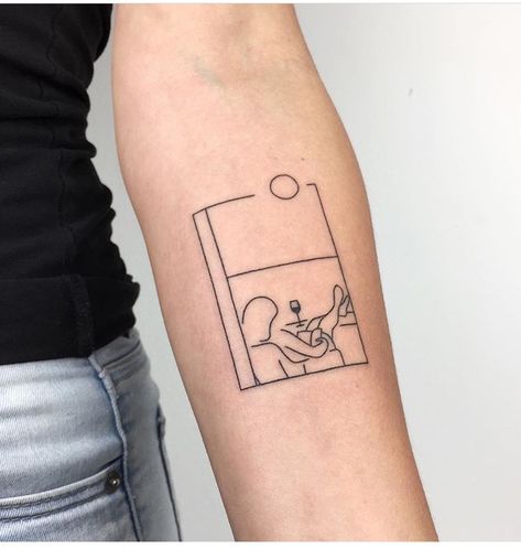 Framed Minimalist Tattoo, Tattoo In A Rectangle, Tattoos In Rectangles, Tattoos In Squares, Tattoo In Rectangle, Scorpion Tattoo Red, Vhs Tape Tattoo, Art Gallery Tattoo, Rectangular Tattoo Ideas