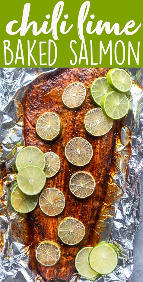 This Chili Lime Baked Salmon is so simple, fast and full of flavor! A quick chili lime sauce is brushed on the salmon before it is roasted for about 15 minutes. Try this easy Oven Baked Salmon for dinner tonight! |Easy salmon Recipe | keto low carb | healthy dinner idea | quick salmon recipe | fish recipes | seafood recipes Quick Salmon Recipes, Salmon For Dinner, Dinner Tonight Easy, Easy Salmon Recipe, Quick Chili, Recipes Chili, Chili Lime Sauce, Quick Salmon, Delicious Salmon Recipes