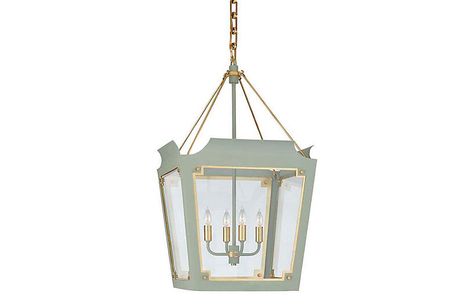 Caddo Lantern, Celadon With Gild - Julie Neill for Visual Comfort - Brands | One Kings Lane Beautiful Pantry, Visual Comfort Lighting, Handmade Kitchens, Glass Lantern, Lantern Pendant, New Home Designs, Lighting Inspiration, Custom Lighting, Visual Comfort