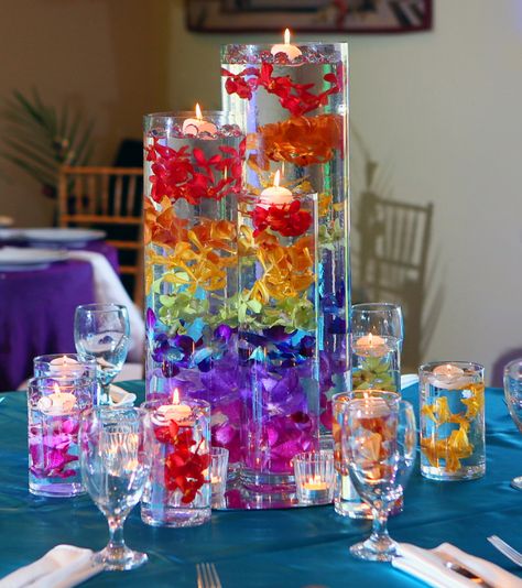 Rainbow Wedding Centerpieces, Rainbow Wedding Decorations, Rainbow Wedding Theme, Solstice Wedding, Gothic Chic, Boda Mexicana, Lgbt Wedding, Rainbow Wedding, Floral Event Design