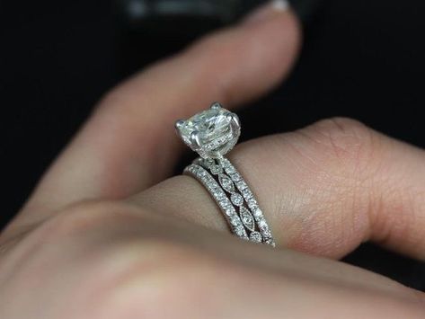 Stacked Wedding Rings, Forever One Moissanite, Dream Engagement, Dream Engagement Rings, Put A Ring On It, Wedding Set, Rings Wedding, Dream Ring, Anniversary Bands