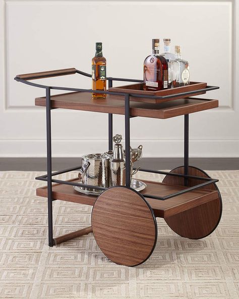 Stellar Works James Bar Cart Food Trolley, Wood Bar Cart, Modern Bar Cart, Bar Trolley, Stellar Works, Console Cabinet, The James, Steel Furniture, Mini Bar