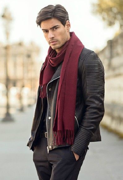 ~ Red Scarf Men, Red Scarf Outfit, Scarf Outfit Men, Leather Jeans Men, Mens Clothing Store, Scarf Outfit, Gq Style, Dapper Gentleman, Mens Fashion Inspiration