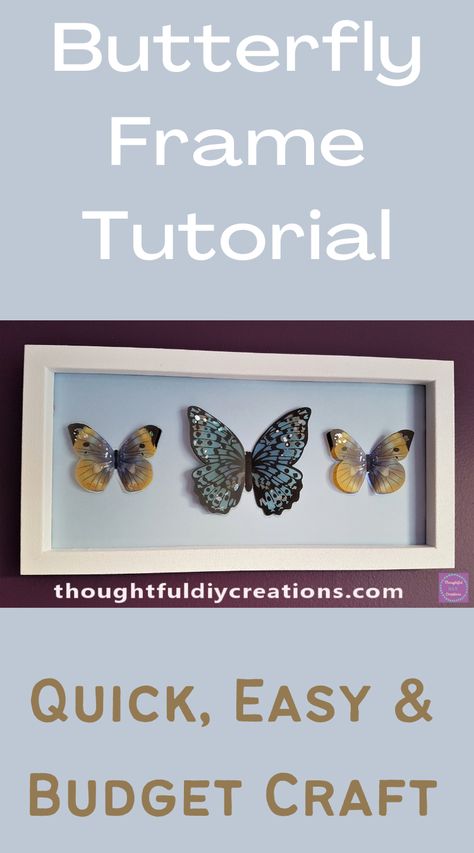 Budget Crafts, Guest Bedroom Decor, Quick Crafts, Simple Budget, Butterfly Crafts, Butterfly Frame, Adult Crafts, Teen Bedroom Decor, Crafts For Teens