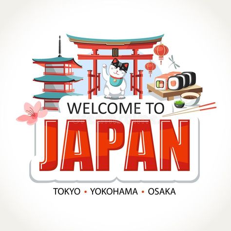 Welcome To Japan Aesthetic, Japan Lettering, Vision Board Design, Landmark Architecture, Welcome To Japan, Japan Icon, Japan Holiday, Japan Tourism, Japan Pattern