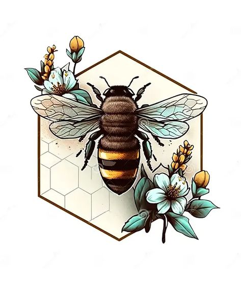 Bee with Flowers Tattoo Style White Background 3 Stock Illustration - Illustration of design, farm: 272905726 Bumble Bee Sketch, Honey Bee And Flower Tattoo, Bee And Flower Tattoo, Honey Bee Tattoo, Bumble Bee Tattoo, Bee Drawing, Witch Tattoo, Mandala Tattoo Design, Bff Tattoos