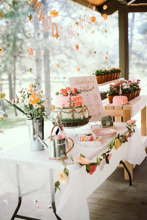 Wildflower Birthday Table Decor, Wildflower First Birthday Pictures, Garden Themed First Birthday, Wildflower First Birthday Photoshoot, Wildflower First Birthday Cake, Garden Party Crafts, Whimsical Garden Birthday, First Birthday Wildflower, 1st Birthday Garden Party