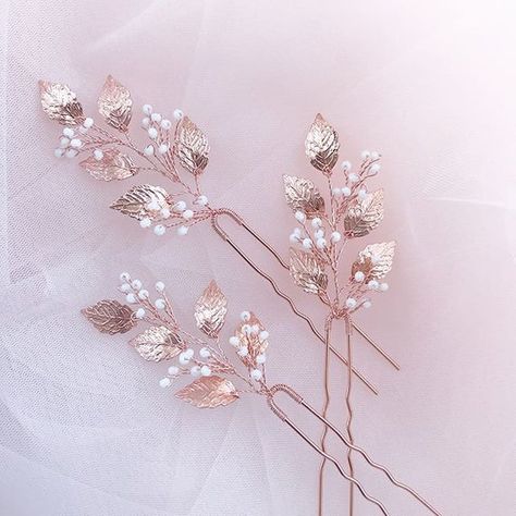 Bridal Headpieces Diy, Hair Pins Wedding, Unique Bridal Jewelry, Bridal Hairpiece, Headpiece Diy, Bead Hair Accessories, Wedding Hair Piece, Bridal Fashion Jewelry, Rose Gold Hair