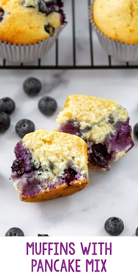 Krusteaz Pancake Mix Recipes Muffins, Birch Benders Muffins, Birch Benders Pancake Mix Recipes, Muffins From Pancake Mix Recipes, Krusteaz Pancake Mix Recipes, Recipe For Blueberry Muffins, Brunch Sweets, Pancake Mix Muffins, Krusteaz Pancake Mix