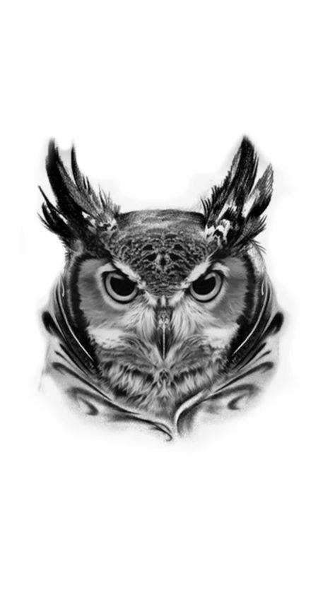 Owl Head Tattoo Design, Owl Face Tattoo, Owl Head Tattoo, Black Owl Tattoo, Unique Animal Tattoos, Infinity Tattoo With Feather, Traditional Tattoo Woman, Big Cat Tattoo, Left Arm Tattoos