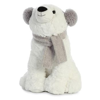 Wish the Stuffed Polar Bear with Ear Muffs and Scarf for Christmas by Aurora Stuffed Polar Bear, Polar Bear Stuffed Animal, Polar Bear Baby Shower, Cute Polar Bear, Ear Muffs, Bear Ears, Grey Scarf, Cute Clay, Baby Bear Baby Shower