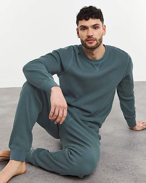 The Jacamo Waffle Lounge Sweatshirt in Blue- Pair with the Jacamo Waffle Jogger for the perfect matching set. Jacamo Steals,Jacamo,Regular,Men,Sale,Christmas - Nightwear,Fathers Day,Jacamo Promo,Jacamo Promo2 Night Dress For Men, Men Matching Set, Men’s Loungewear, Night Dress For Man, Men Nightwear, Mens Nightwear, Christmas Nightwear, Pajamas Gift, Mens Loungewear