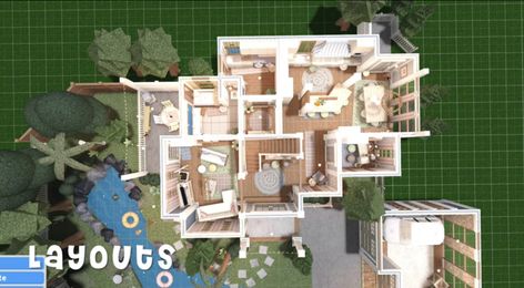 Layout For Bloxburg, Bloxburg House Layouts 1 Story, Bloxburg House Layouts, Bloxburg Building, Modern Family House, Bloxburg Houses, Bloxburg Builds, Diy House Plans, Decal Codes