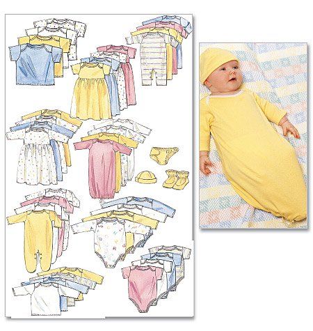 McCall's 6103 Infants' and Preemie Layette sewing pattern Layette Pattern, Onesie Pattern, Baby Clothes Patterns Sewing, Sewing Baby Clothes, Printable Sewing Patterns, Newborn Gown, Baby Layette, Baby Clothes Patterns, Baby Sewing Patterns