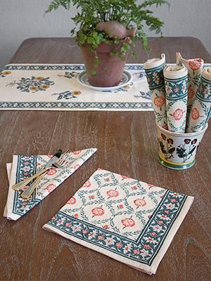 Napkin Design Print, Leaf Trellis, Block Printing Diy, Moroccan Dinner, Poppy Head, Cloth Napkin Folding, Block Printed Textiles, Tie Dye Crafts, Wild Poppies