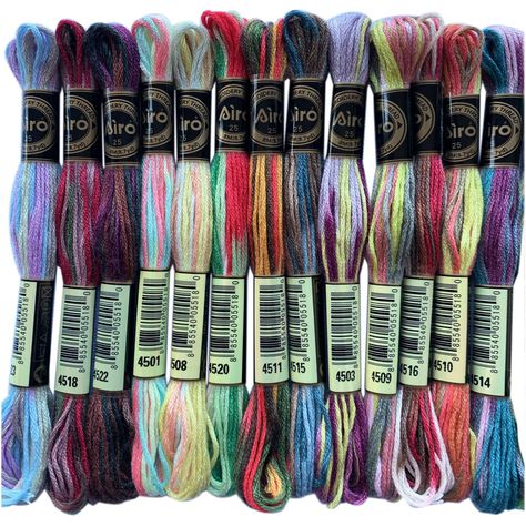 PRICES MAY VARY. Made from 100% Polyester Featuring an uneven color changed throughout floss, give your embroidery project a unique design Brilliant six-strand divisible thread Consist a set of 24 colors, each color is 8.7 yards in length Perfect for cross stitch, needlepoint, embroidery, gallery crewel, punch needle and other craft projects Create a beautiful story with coloris variegated floss used for stitching on all type of fabric, this embroidery thread feature composed of a blend of multi Crewel Embroidery Patterns, Decorative Stitches, Embroidery Hoop Crafts, Crewel Embroidery Kits, Cross Stitch Thread, Hand Embroidery Videos, Beautiful Story, Embroidery Videos, Cross Stitch Fabric