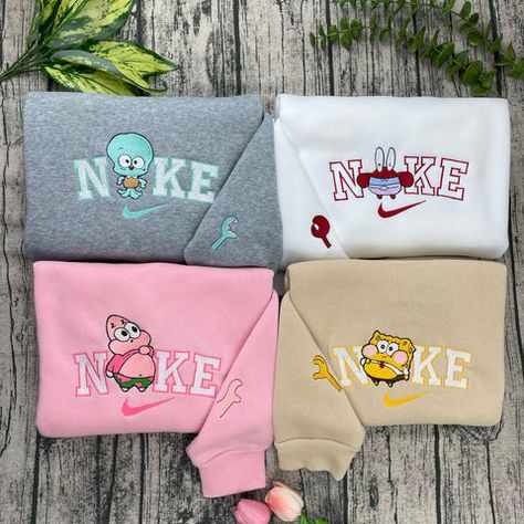 Embroidered Sweatshirt – Cute Thread Mr Krabs, Spongebob Patrick, Friends Sweatshirt, Patrick Star, Matching Sweaters, Cartoon Gift, First Anniversary Gifts, Cartoon Embroidery, Embroidery Sweatshirt