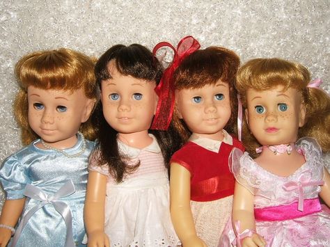 Chatty Cathy Doll Pictures - my Chatty Cathy was the third from the left (red/white dress and red hair) Chatty Cathy Doll, Baby Boomers Memories, Doll Pictures, Chatty Cathy, Куклы American Girl, Bells Christmas, Red And White Dress, Fun Memories, Childhood Memories 70s