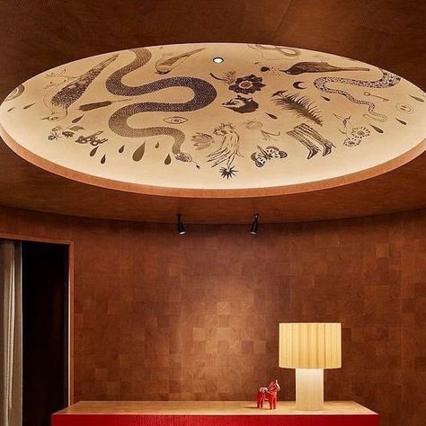 Vintage Ceiling Design, Ceiling Artwork, Ceiling Details, Record Room, Interior Studio, Interior Ceiling Design, Visual Story, At The Restaurant, Story Design