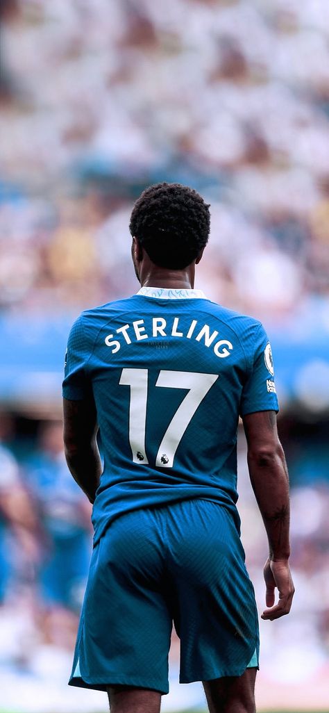 Raheem Sterling of Chelsea during the Premier League fixture against Leicester City Sterling Football, Sterling Manchester City, Sterling City, Chelsea Wallpapers, Club Chelsea, England National Team, England Football Team, Raheem Sterling, England Flag