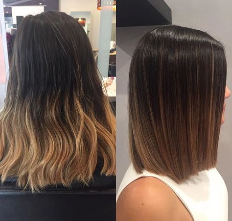 . Ombre Hair Brown Short, Brown Bob Balayage Straight, Ombre Hair Color Short Dark Brown, Long Bob Ombre Brunette, Black To Brown Ombre Hair Short, Brown Hair Shades, Bronde Hair, Short Hair Balayage, Blonde Hair With Highlights