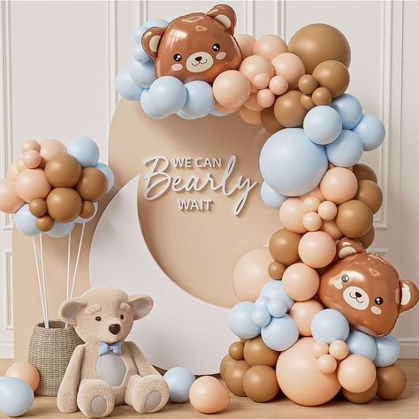 PRICES MAY VARY. Blue Bear Balloon Arch Kit: Blue We Can Bearly Waits Theme party decoration kit is great for birthday, bear theme birthday party and so on! Fill the atmosphere with a glittering effect with bear party decorations! Value Pack: The bear balloon garland arch kit include 119pcs Boho Brown Nude Blue latex balloons and 2pcs bear foil balloon, one balloon arch and one role balloon dot glue and more packing details show in the package picture. Easy to Assemble: Just enjoy the DIY fun wi Bear Balloon Garland, Bear Theme Birthday, Teddy Bear Baby Shower Theme, Bear Balloon, Bear Baby Shower Theme, Teddy Bear Theme, Bear Birthday Party, Garland Arch, Bear Party