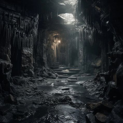 Creepy Cave Art, Dungeon Aesthetic Castle, Dragons Lair Art, Dark Cave Aesthetic, Cave Aesthetic Dark, Castle Ruins Aesthetic, Shadowfell Dnd, Underdark Aesthetic, Creepy Dungeon