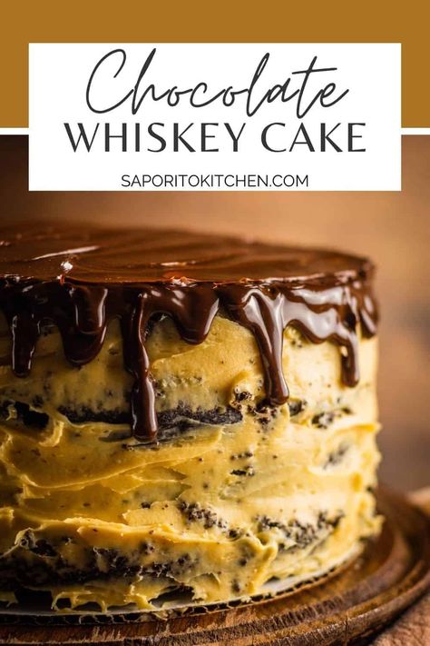 Fireball Bundt Cake, Salted Caramel Layer Cake, Chocolate Filled Cake, January Cake Flavors, Mans Cakes Birthday, Thanksgiving Chocolate Cake, Fun Chocolate Cake Ideas, Bourbon Barrel Cake, Boozy Cake Recipes