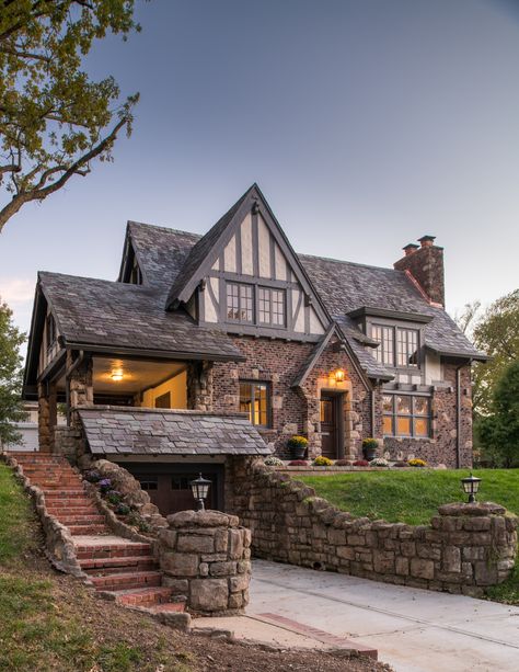 Roanoke Renovation - Traditional - Exterior - Kansas City - by Architectural Craftsmen | Houzz Traditional English House Exterior, Mission House Exterior, House Exterior And Interior, English Architecture House, House Exterior Craftsman, Traditional English Home Exterior, Tudor House Floor Plans, Residential Architecture House, Old English Townhouse