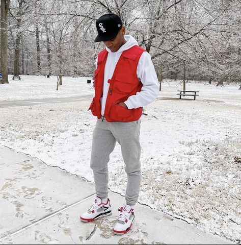 Black Men Valentines Day Outfit, Red Cement 4s Outfit, Black Men Winter Outfits, Jordan 4 Fits, Christmas Outfit Ideas For Men, Men's Urban Style, Jess Outfits, Business Casual Men Winter, Christmas Outfit For Men