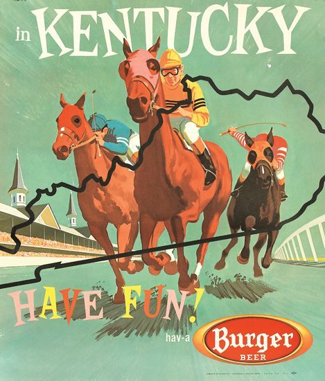 Burger #Beer, date uncertain. #kentuckyderby #derbyday Ky Derby, Horse Posters, Horse Race, My Old Kentucky Home, Racing Posters, Vintage Horse, Historical Art, Sport Poster, Art Travel