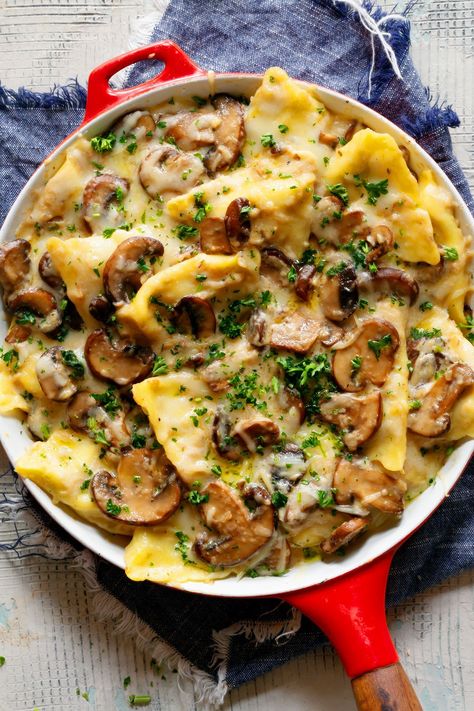 One-Skillet Creamy Chicken Tortellini Recipes Tortellini, Mushroom Tortellini, Creamy Chicken Tortellini, One Skillet Chicken, Chicken Tortellini, Tortellini Recipes, One Skillet, Creamy Mushroom Sauce, Creamy Mushrooms