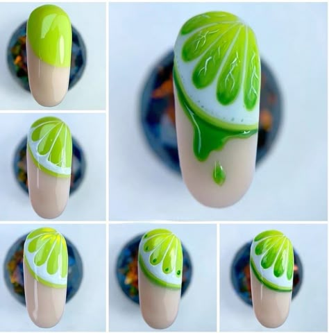 Cartoon Nail Designs, Gel Nail Tutorial, Fruit Nail Designs, Summer Nails Colors Designs, Disney Acrylic Nails, Quick Nail Art, Fruit Nail Art, No Chip Nails, Art Deco Nails