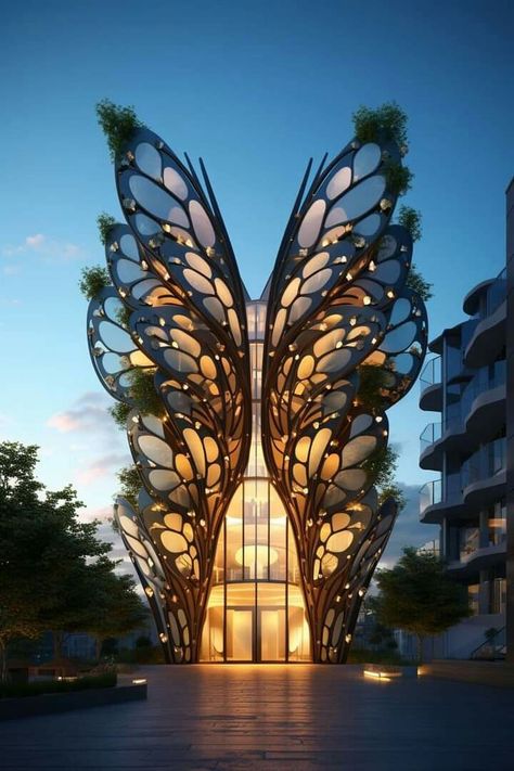 Butterfly Architecture, Butterfly Building, Architecture Inspired By Nature, Bio Architecture, Biomimicry Architecture, Environmental Architecture, Architecture Drawing Plan, Innovative Architecture, Interior Design Sketches