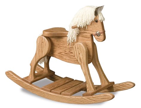 Amish-Made Wooden Rocking Horse Rocking Horse Plans, Wood Rocking Horse, Horse Adventure, Wooden Plane, Horse Mane, Wooden Rocking Horse, Wooden Toys Plans, Woodworking Toys, Wooden Horse