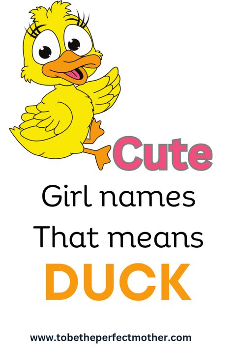 Cute girl names that mean Duck Spanish Girls Names, Greek Girl Names, Irish Girl Names, Names Gender Neutral, American Names, Islamic Names, Neutral Names, English Names, Indian Names