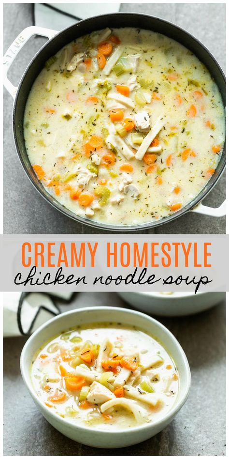 Autumn Food Ideas, Homestyle Chicken Noodle Soup, Healthy Fall Recipes Dinner, Healthy Fall Dinner, Creamy Chicken Noodle, Creamy Chicken Noodle Soup, Chicken Noodle Soup Easy, Autumn Food, Fall Recipes Healthy